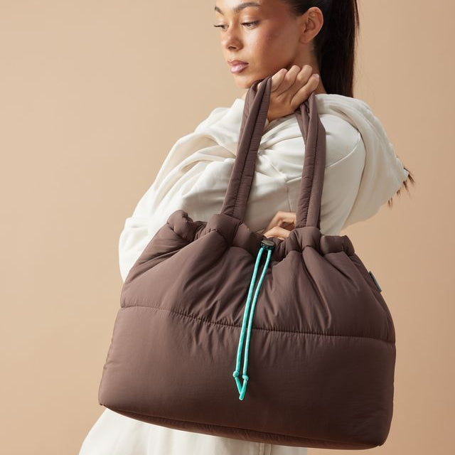 Chocolate & Turquoise Scrunch Base Bag