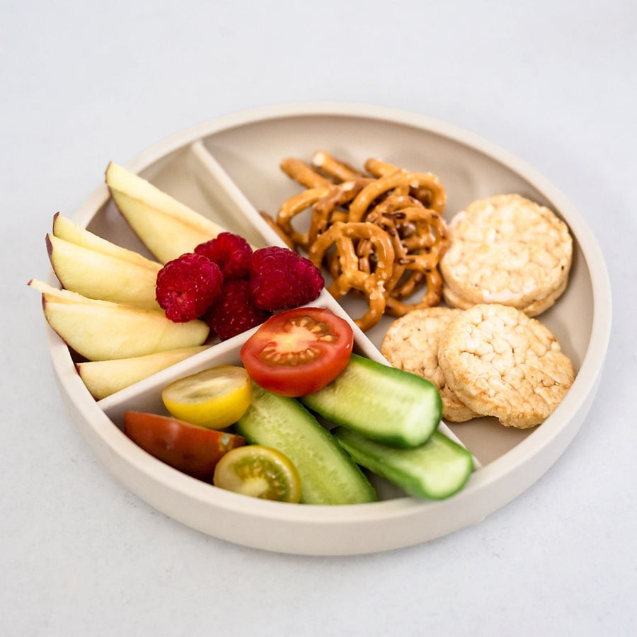 Suction Divider Plate & Spoon Set Coconut