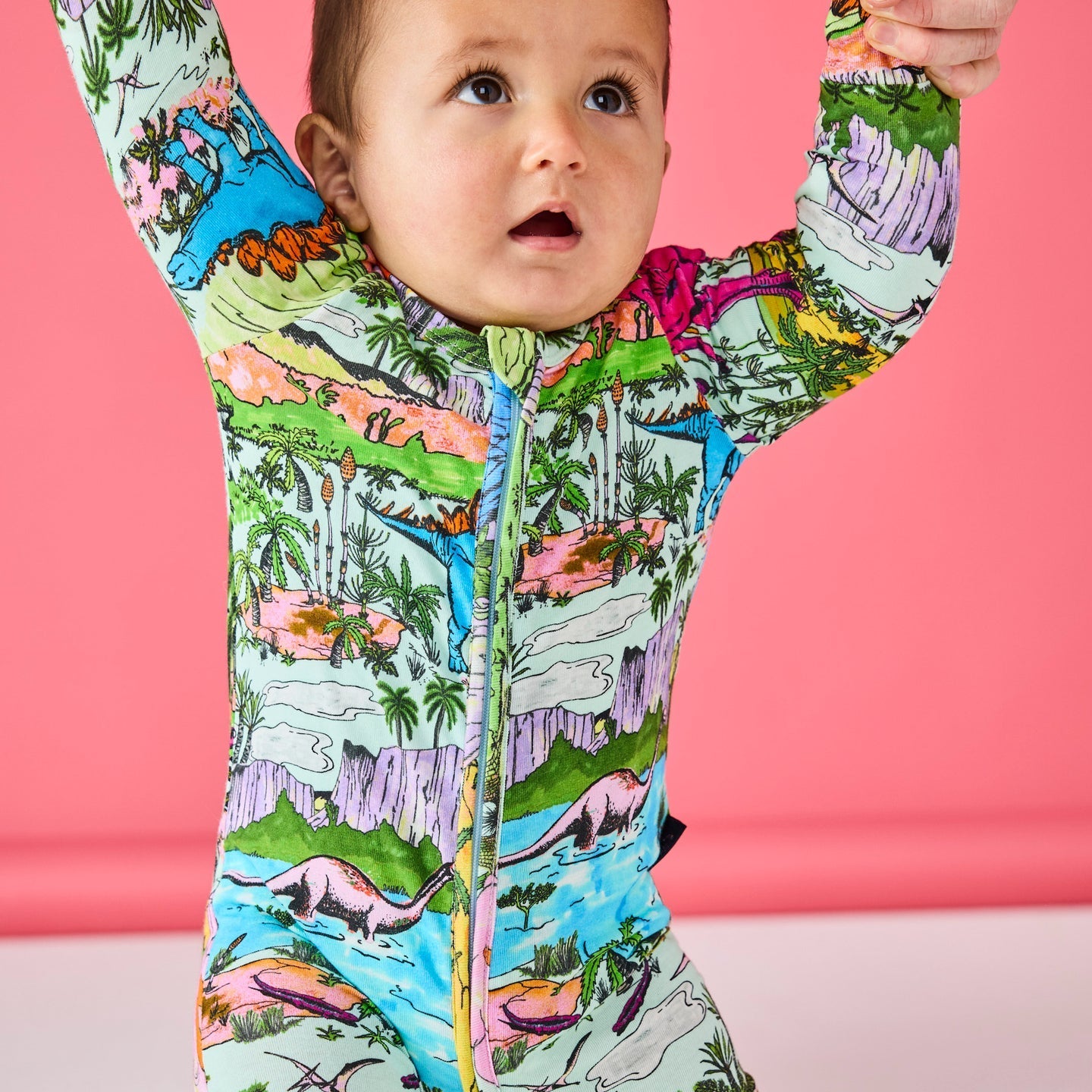 Jurassic Organic Long Sleeve Zip Romper