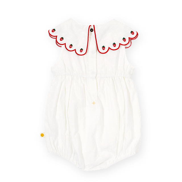 Scallop Collar Strawberry Romper