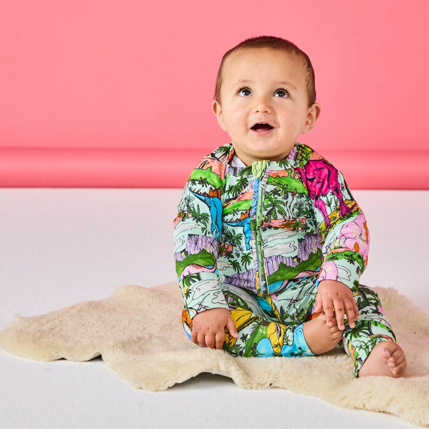 Jurassic Organic Long Sleeve Zip Romper