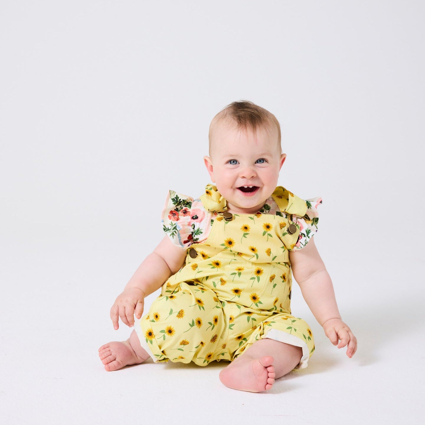 Sunflower Delight Baby Cotton Drill Overalls