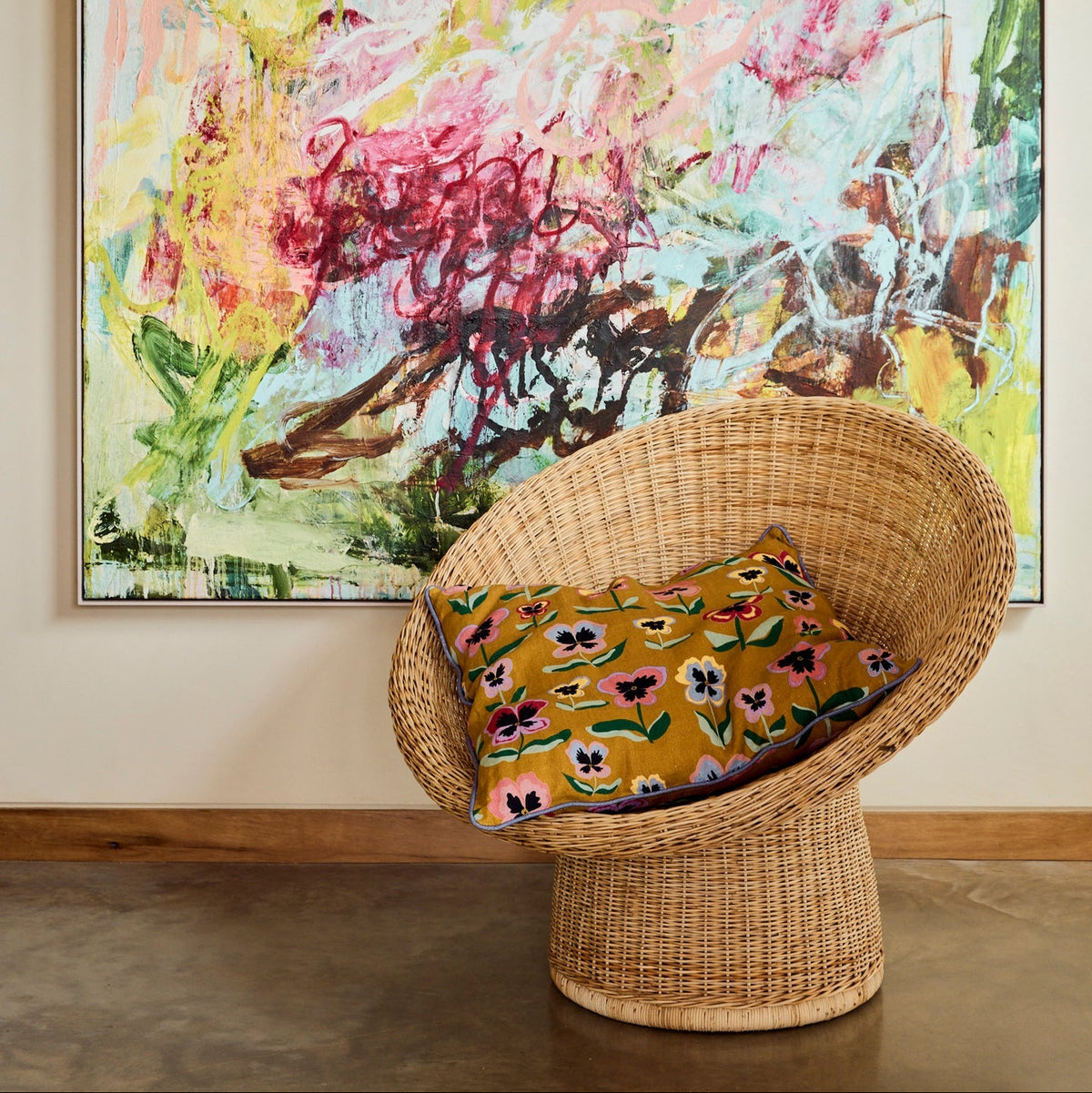 Pretty Pansy Gold Upholstery Cushion