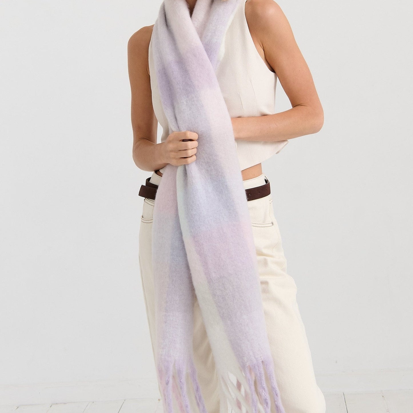 Matilda Soft Check Fluffy Scarf