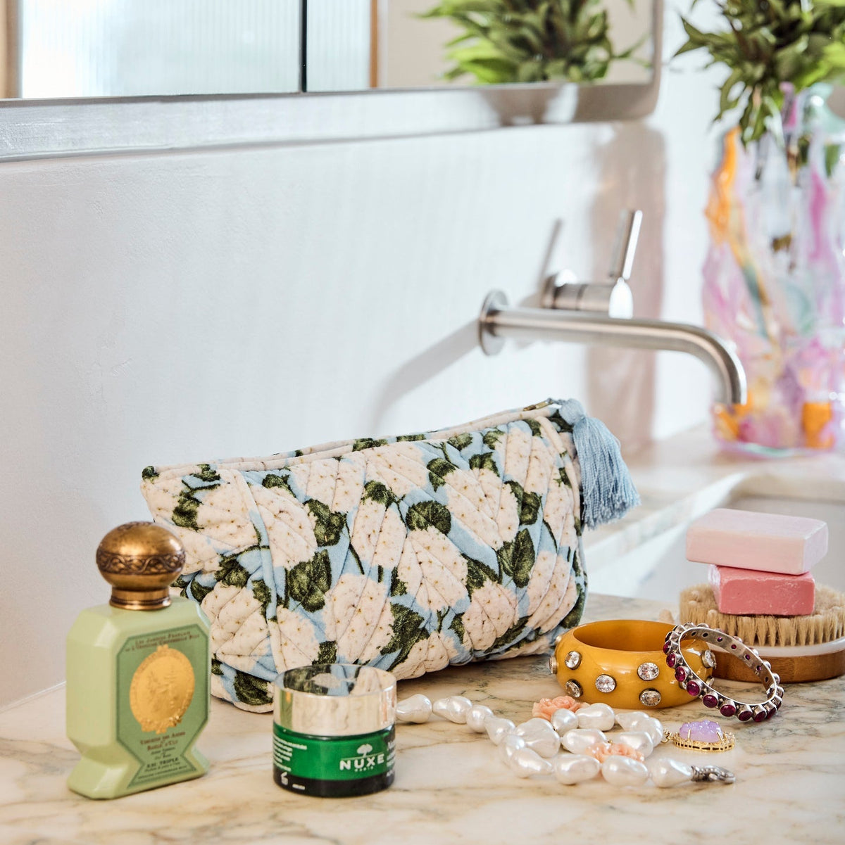 Hydrangea Blue Velvet Toiletry Bag