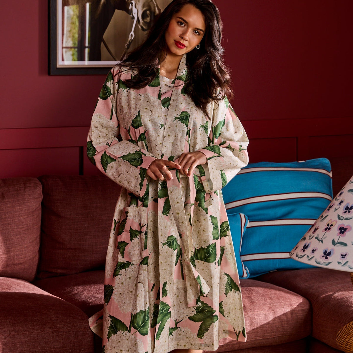 Hydrangea Pink Linen Robe