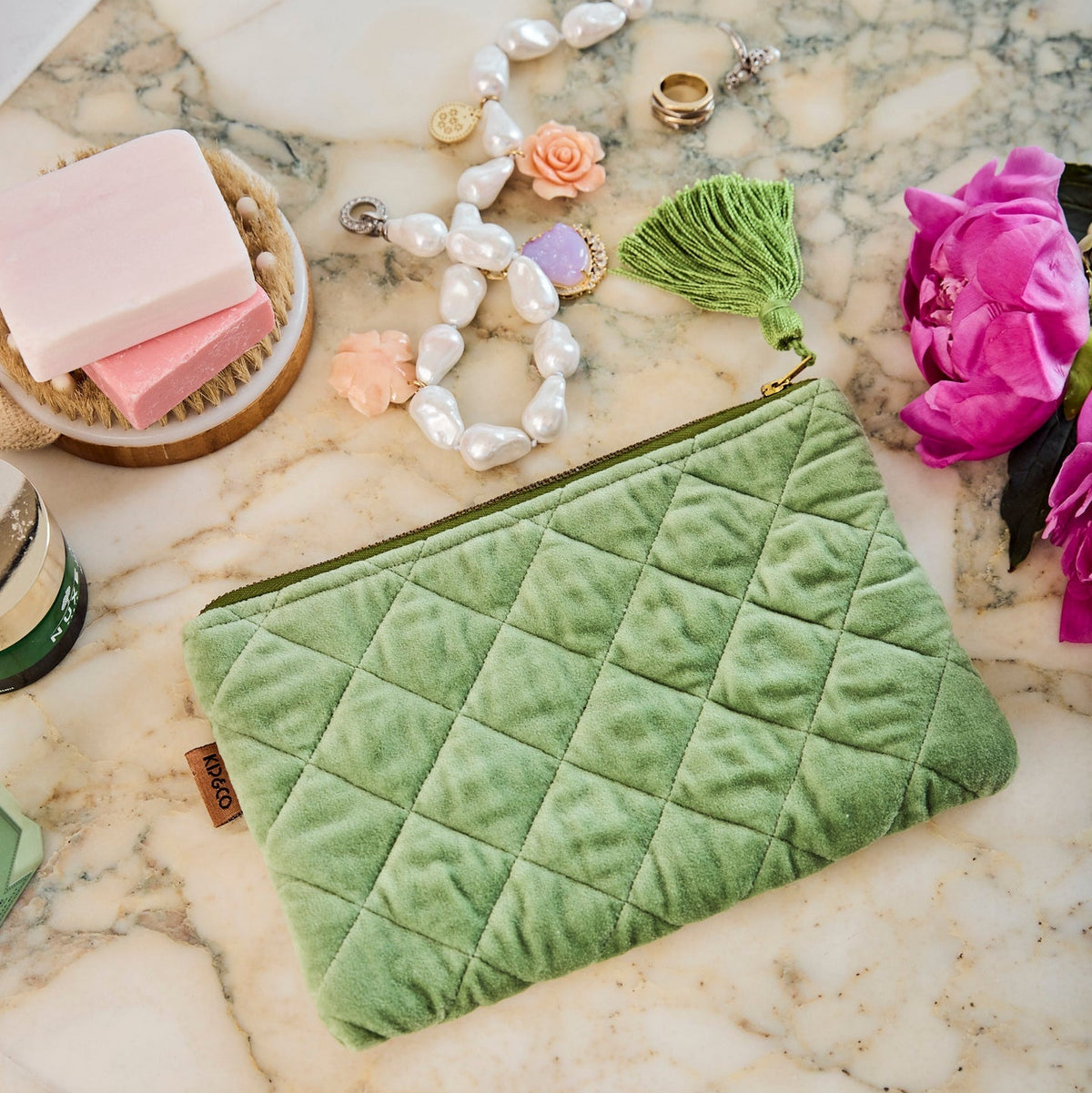 Pesto Velvet Cosmetics Purse