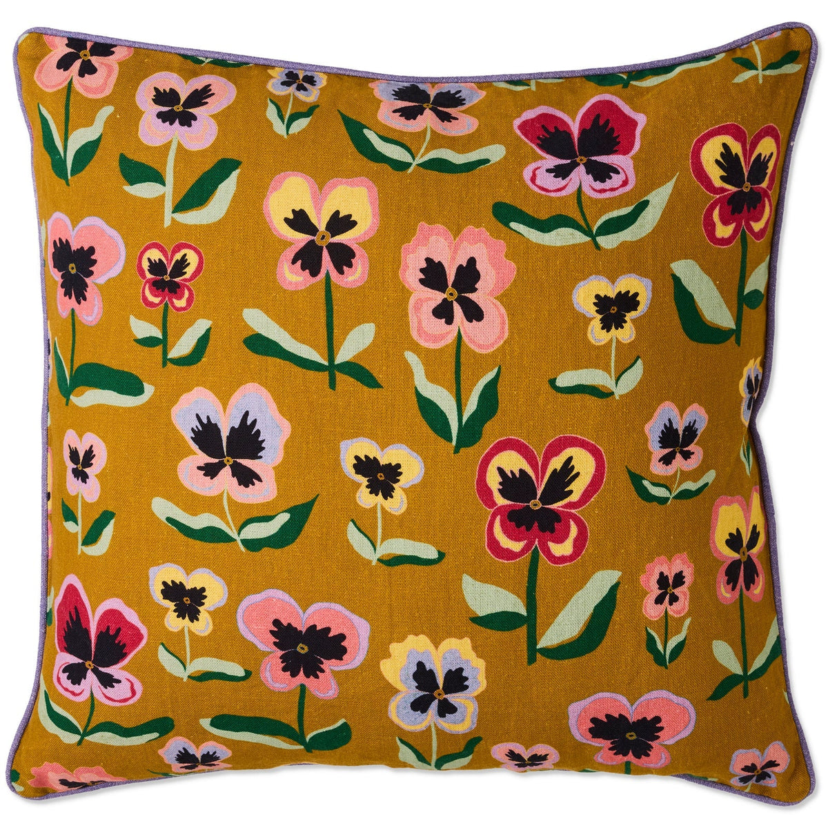 Pretty Pansy Gold Upholstery Cushion