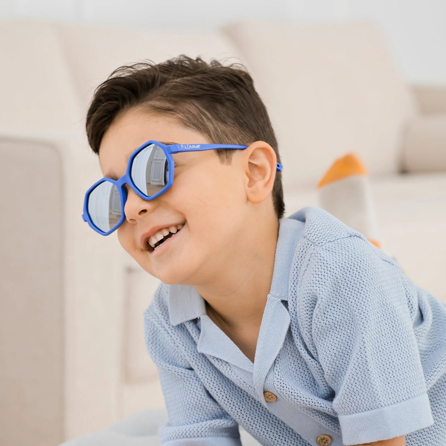 Cornflower Blue Mirror Hexagon Baby & Kids Sunglasses