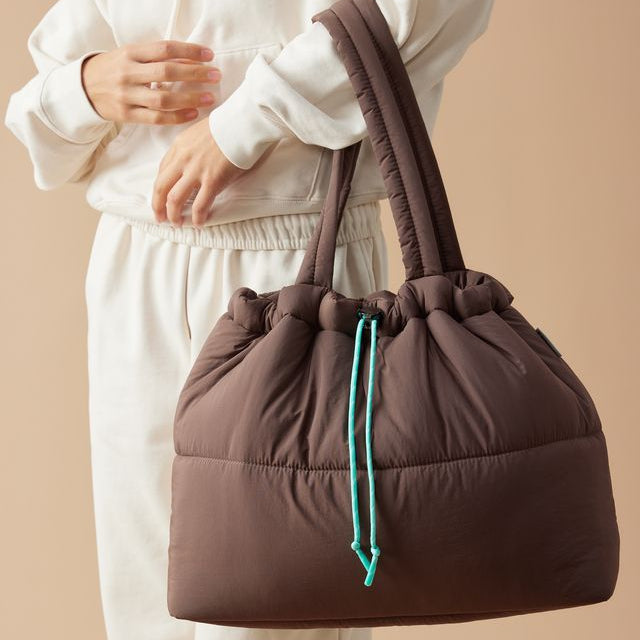 Chocolate & Turquoise Scrunch Base Bag
