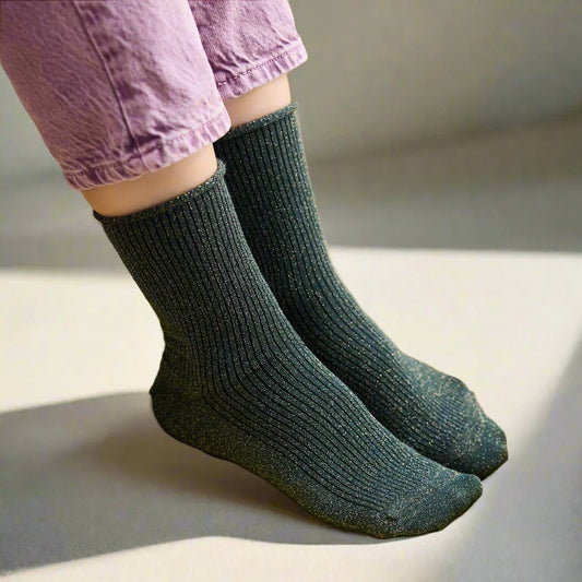 Green Glitter Lurex Socks