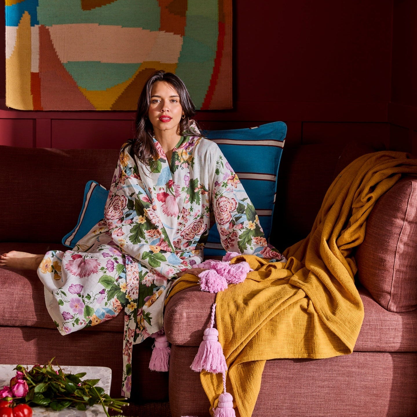 Belle Floral Linen Robe