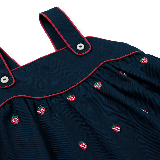 Mini Strawberry Embroidered Kids Dress