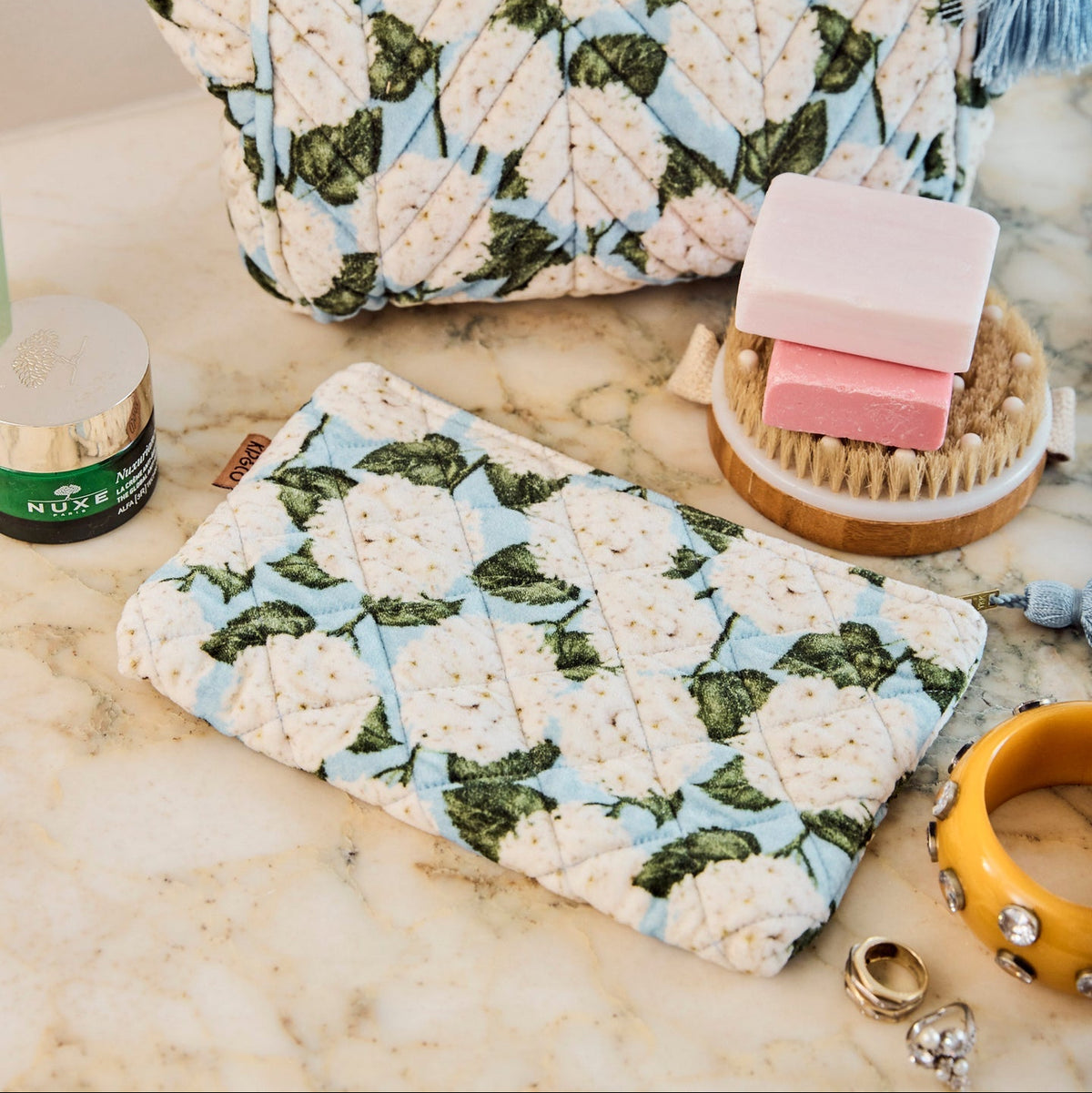 Hydrangea Blue Velvet Cosmetics Purse
