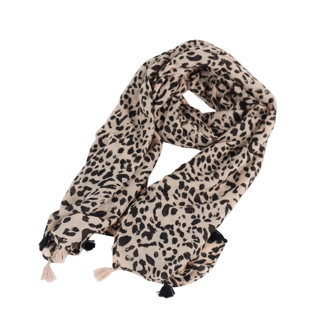 Leopard Tassel Lightweight Scarf