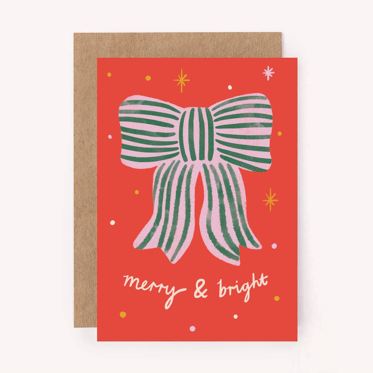 Merry & Bright Bow Christmas Mini Greeting Card