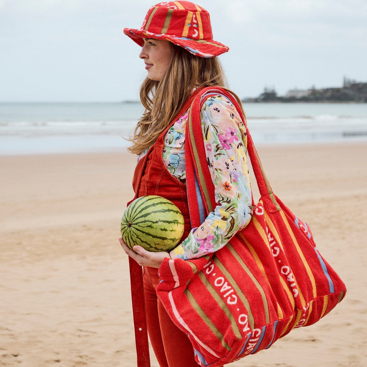 Ciao Stripe Terry Oversized Beach Bag