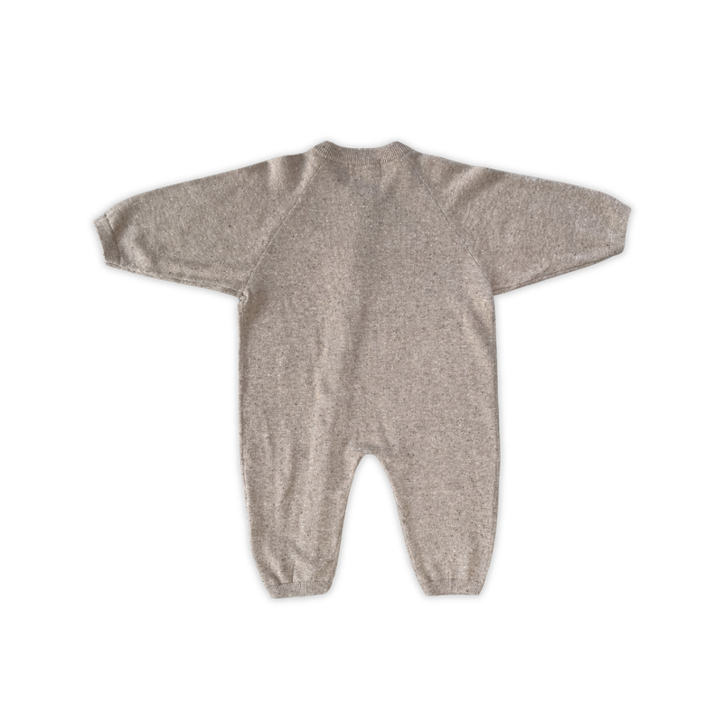 Organic Speckle Oatmeal Knit Baby Zipper Starsuit