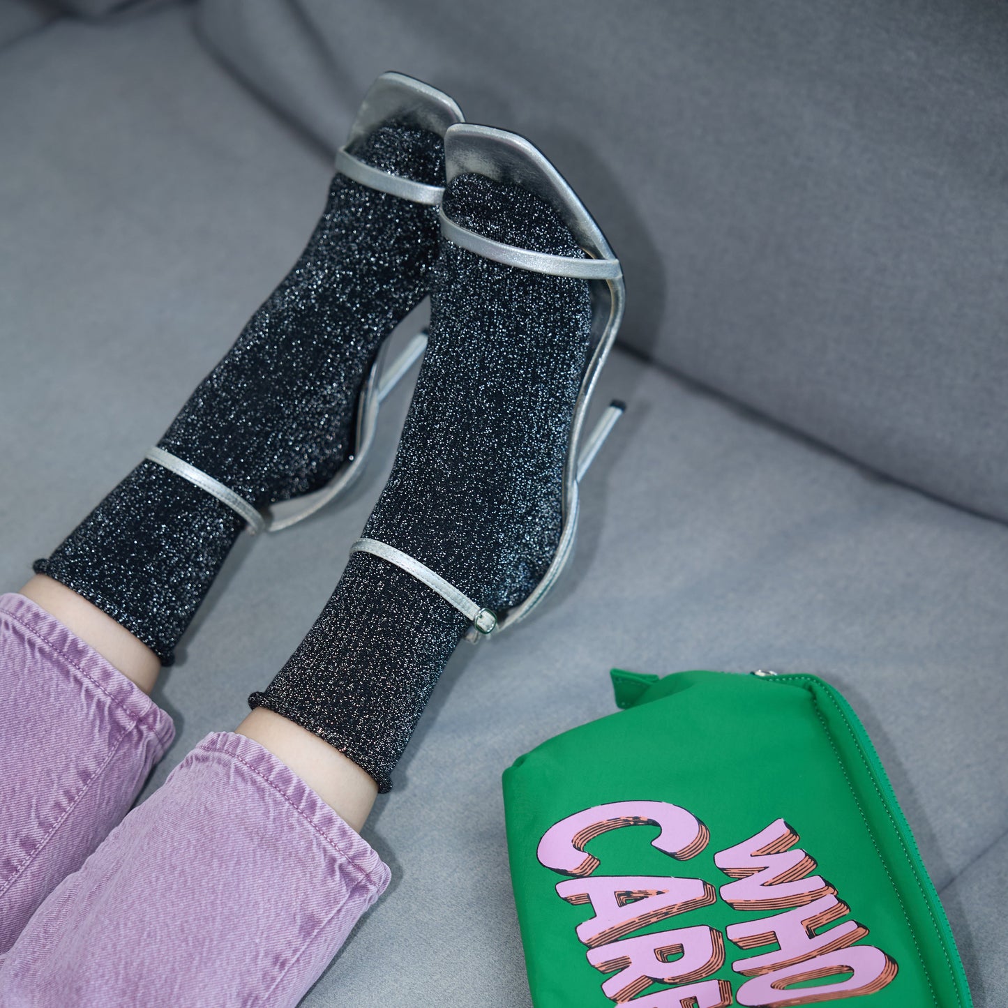 Black Glitter Lurex Socks