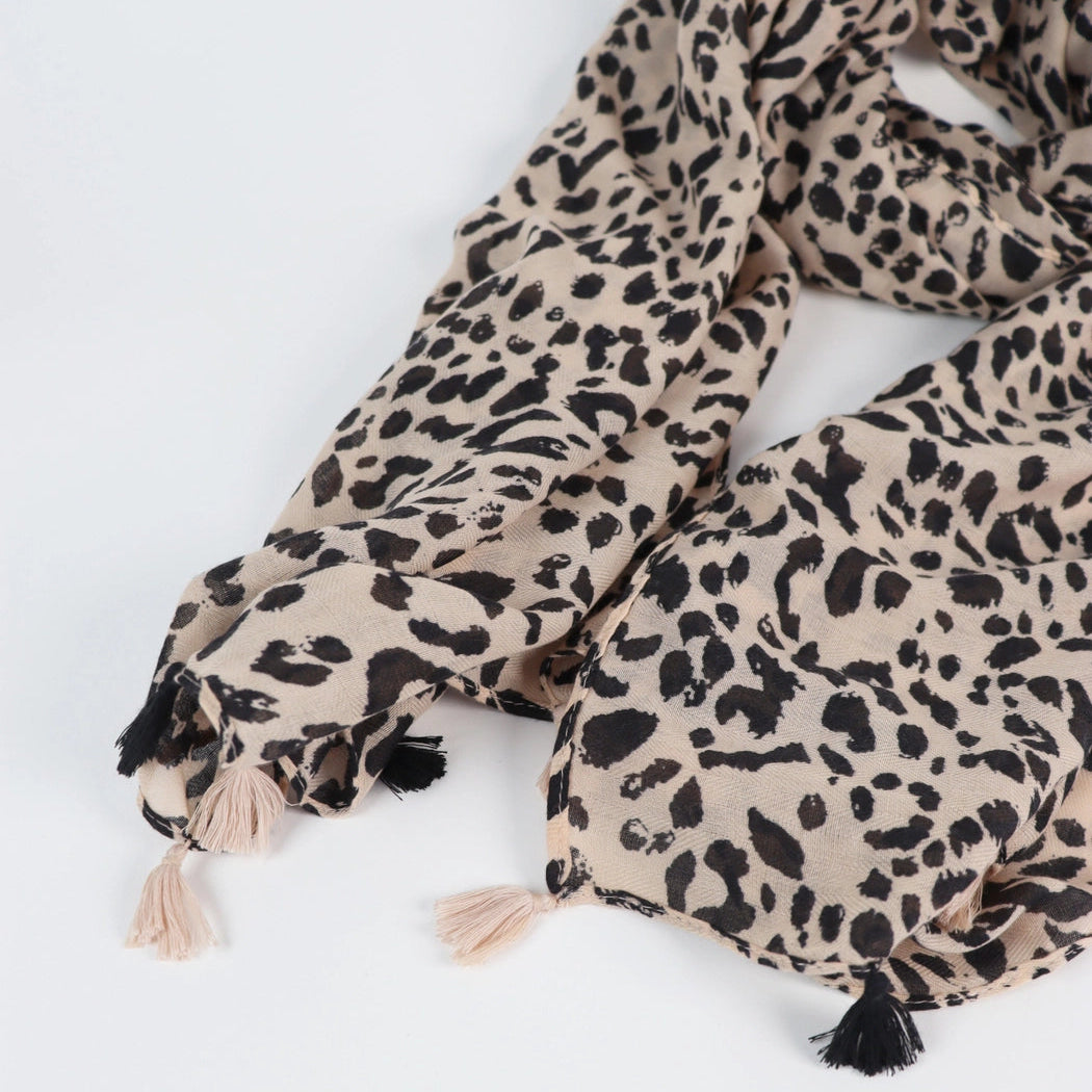 Leopard Tassel Lightweight Scarf