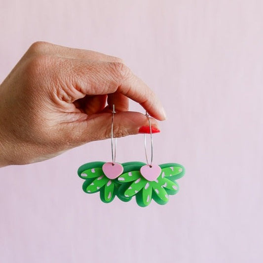 Ella Green & Pink Hoop Earrings