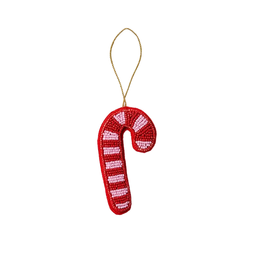 Candy Cane Red Beaded Christmas Decoration