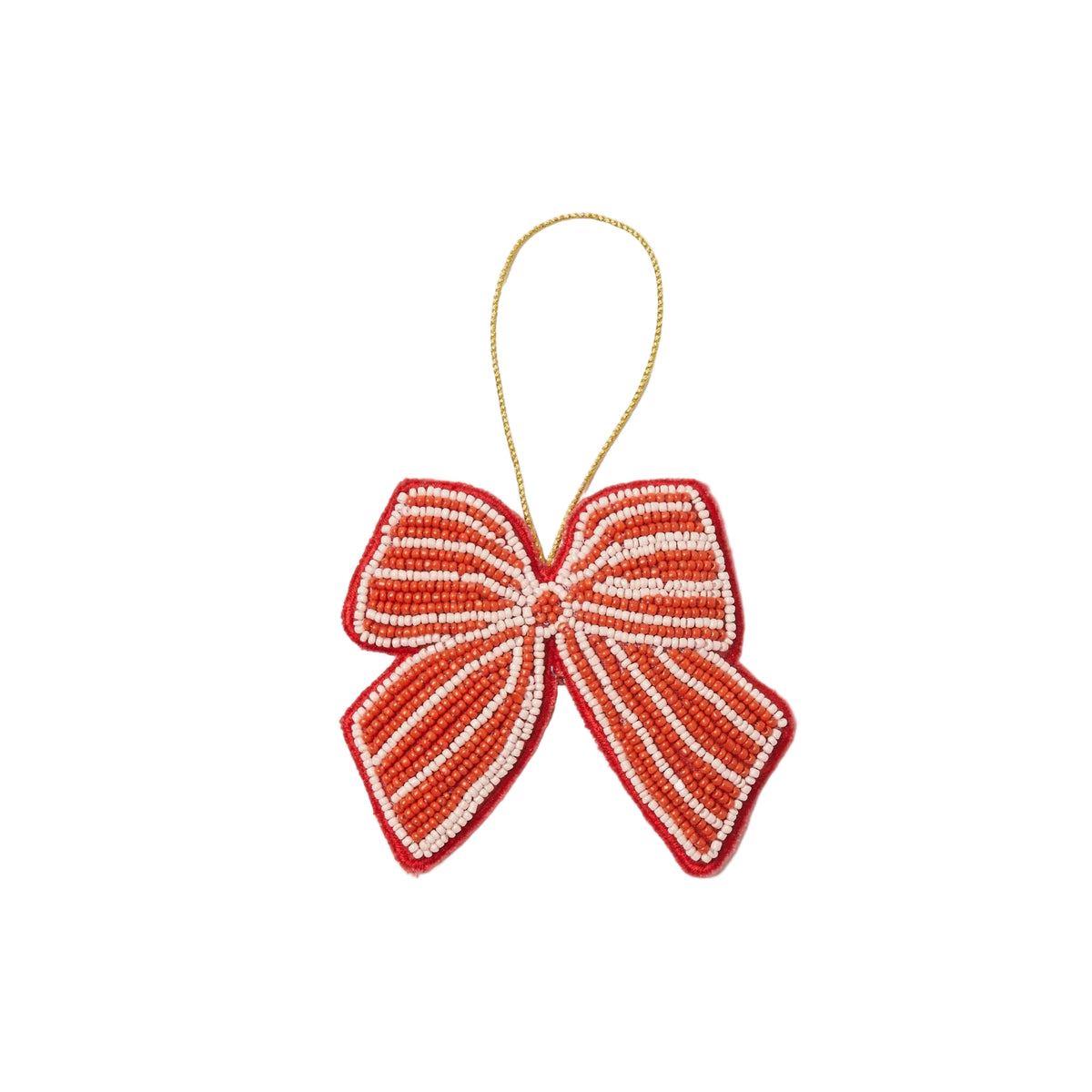 Bow Red Beaded Christmas Decoration