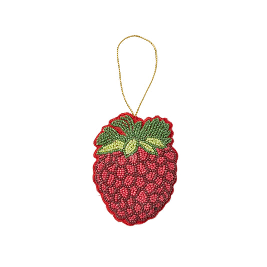 Raspberry Beaded Christmas Decoration