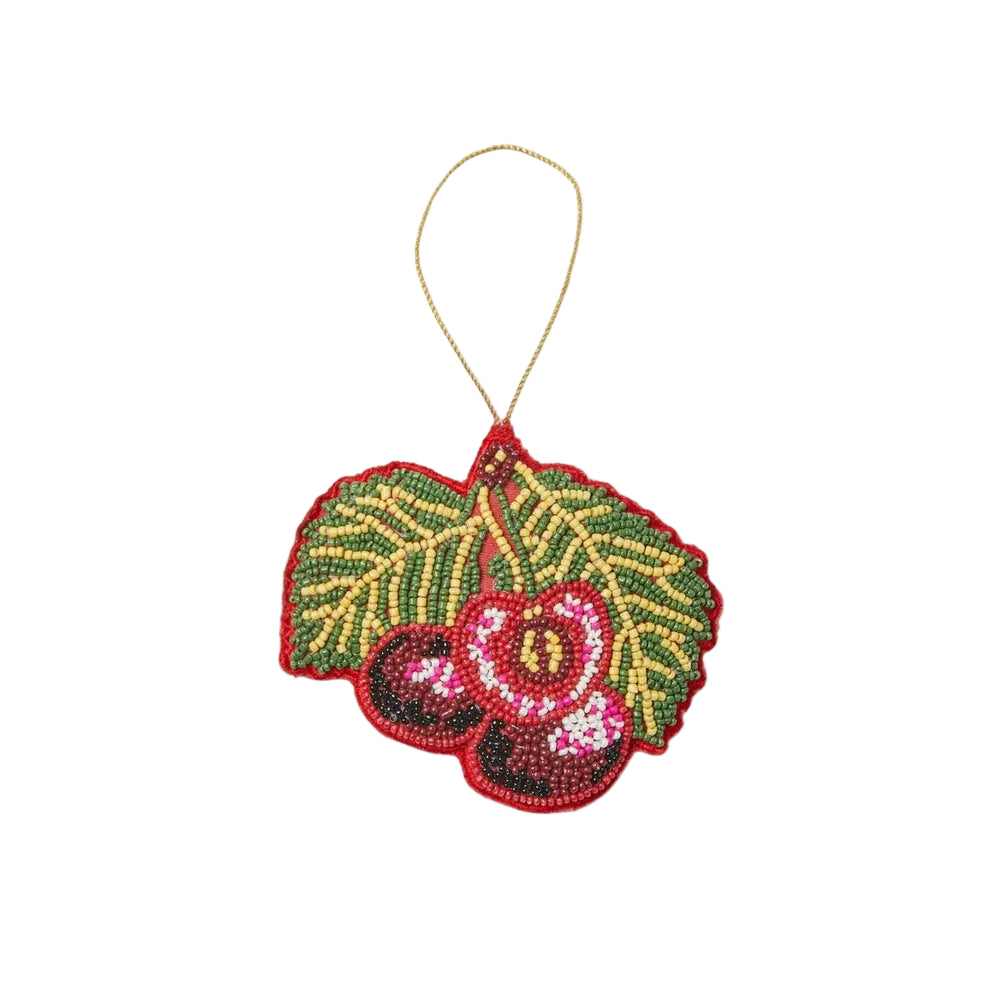 Cherry Red Beaded Christmas Decoration