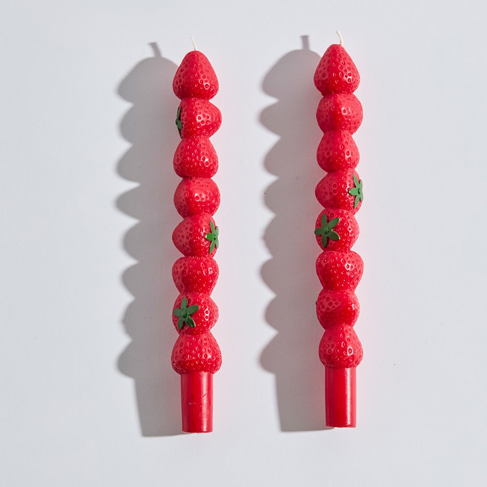 Strawberry Tapered Candles Set of 2