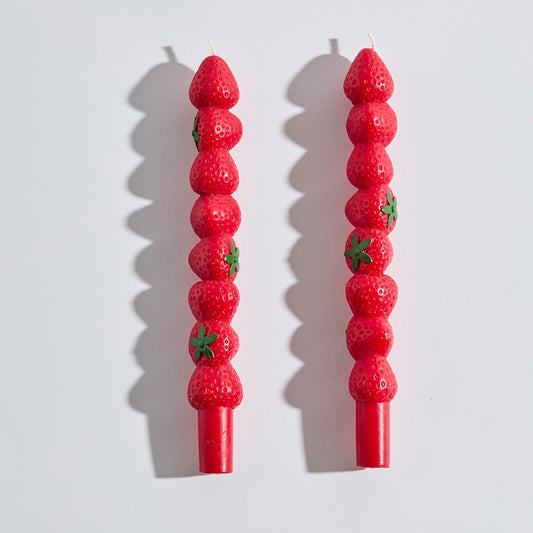 Strawberry Tapered Candles Set of 2