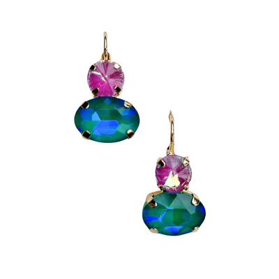 Angelique Gem Earrings Pink & Green