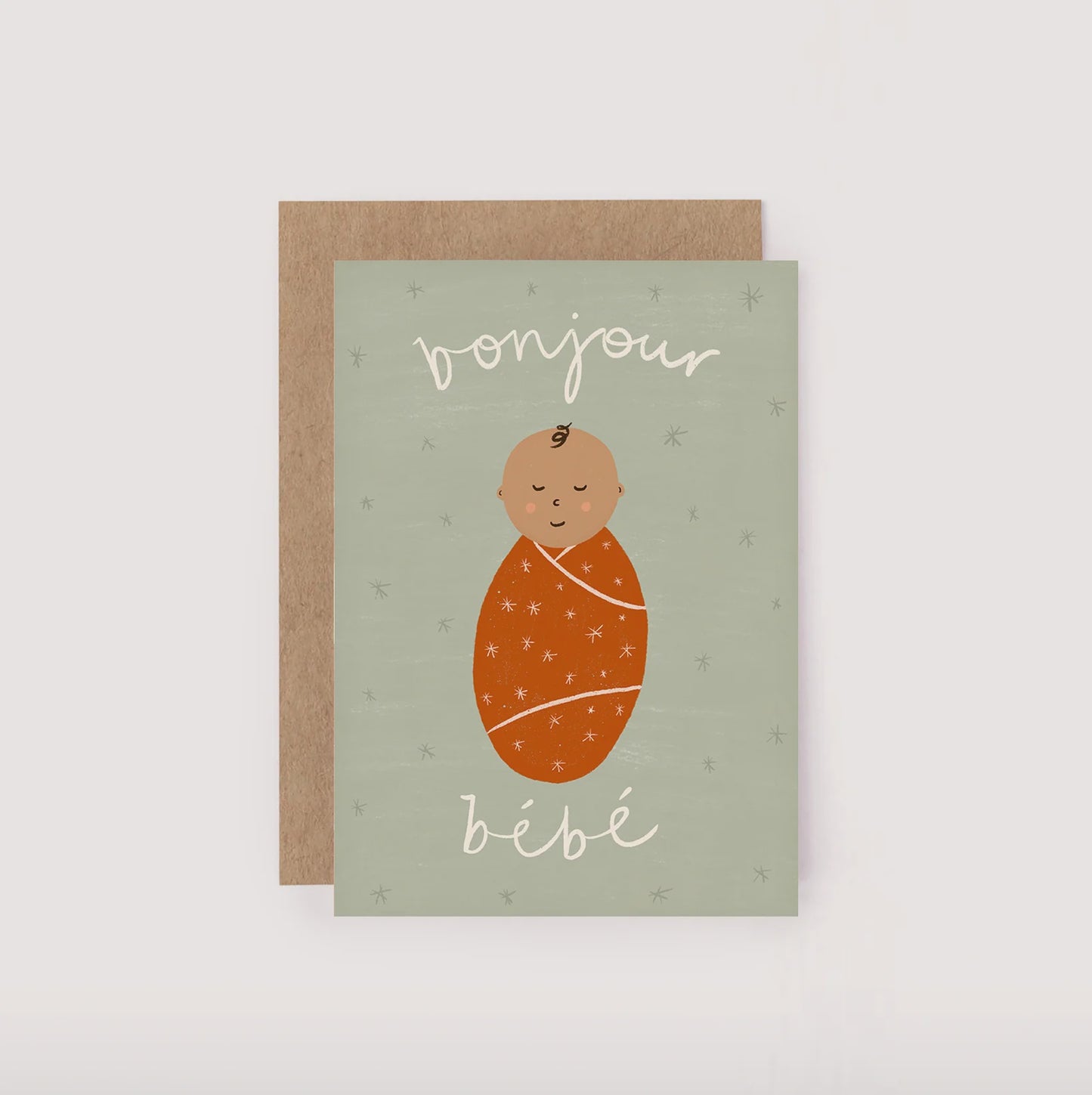 Bonjour Bebe Sage Mini Greeting Card