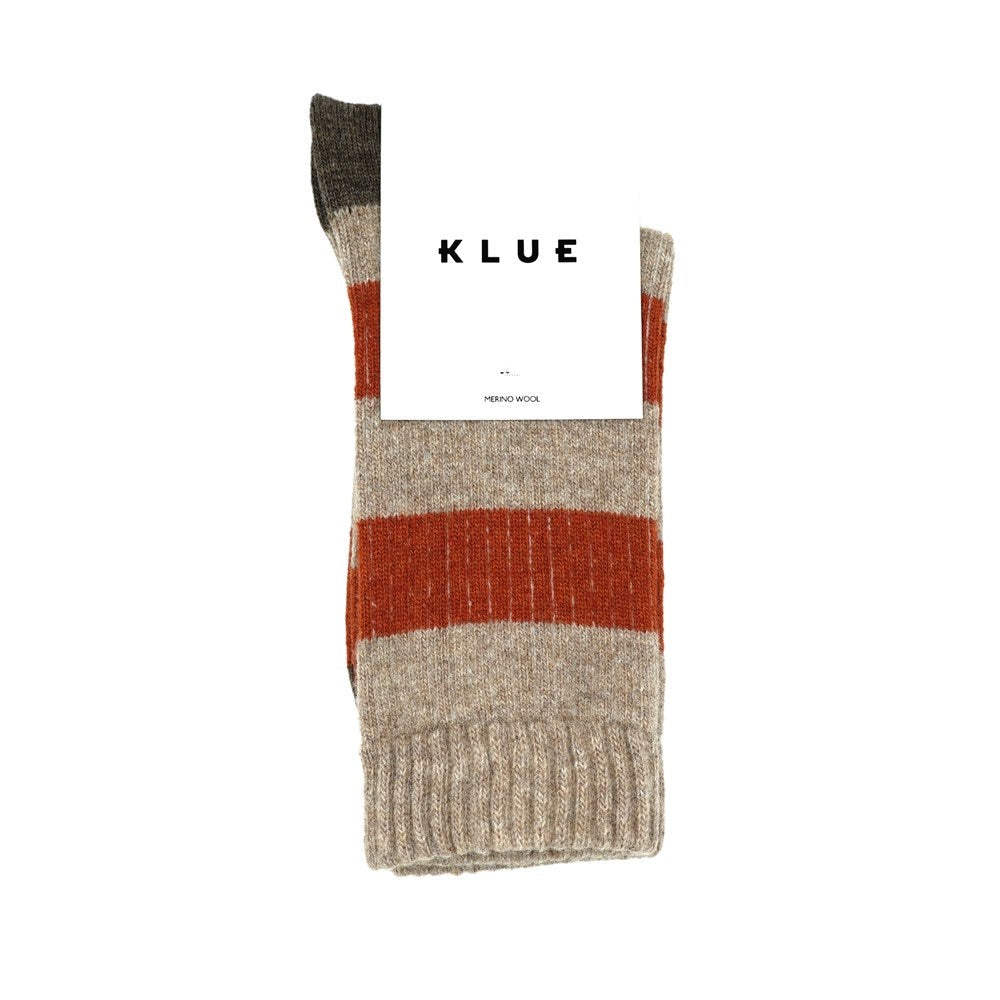 Beige & Orange Stripes Merino Wool Socks