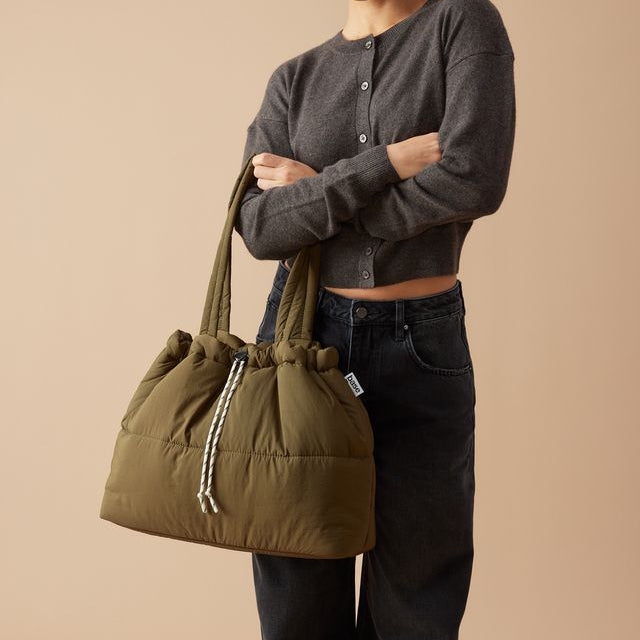 Khaki & Cream Scrunch Base Bag