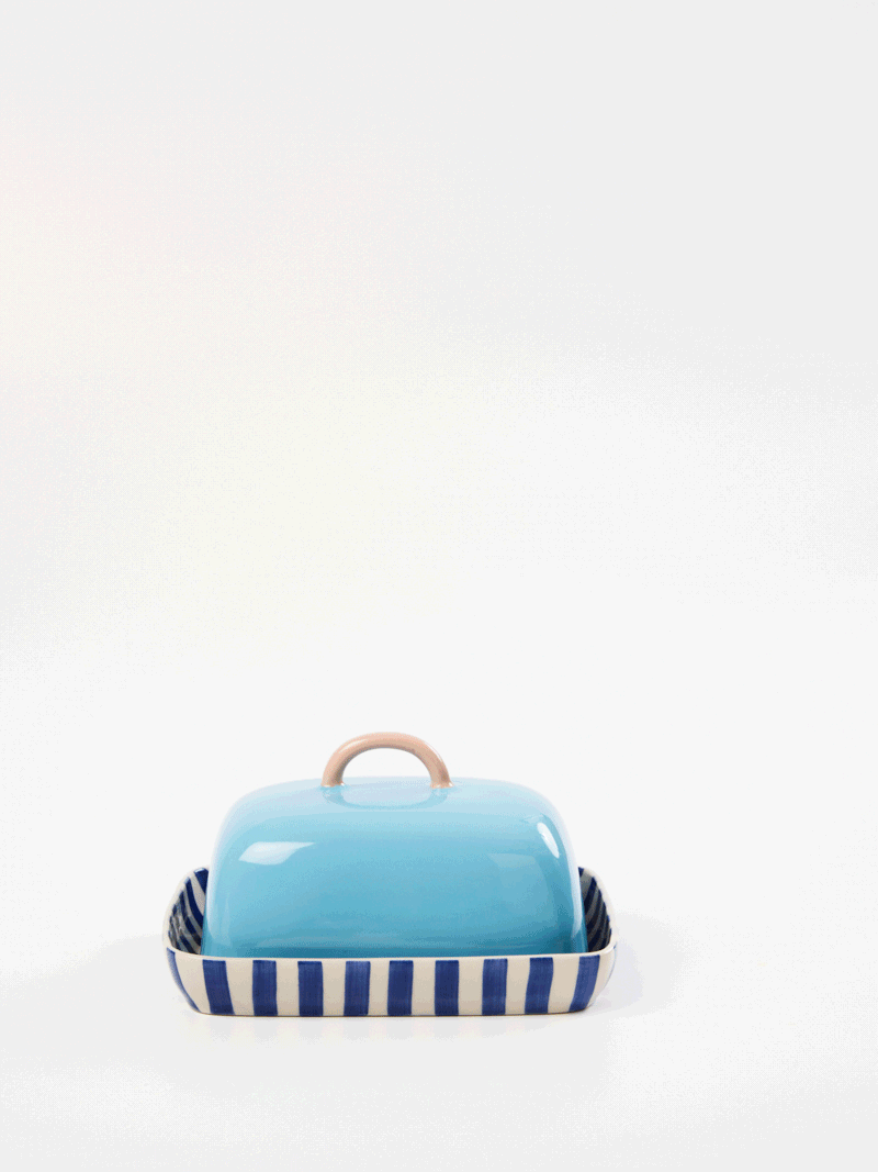 Bloomie Blue Butter Dish