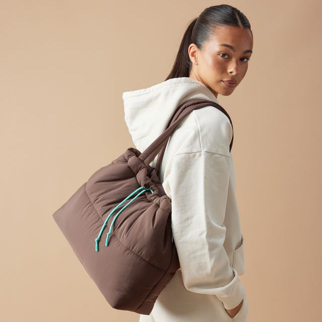 Chocolate & Turquoise Scrunch Base Bag