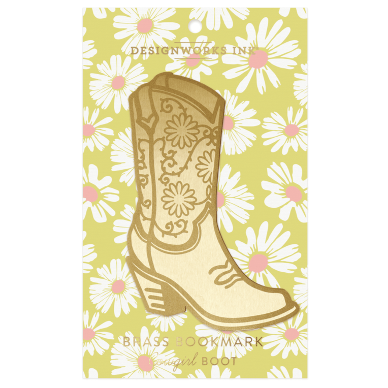 Cowgirl Boot Brass Bookmark