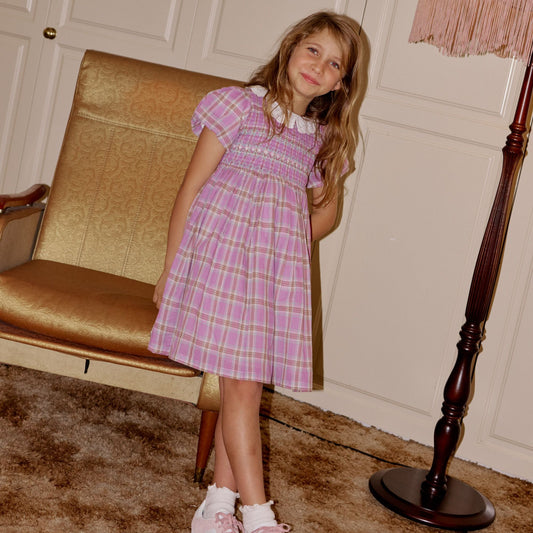 Flo Mauve Smocked  Kids Dress