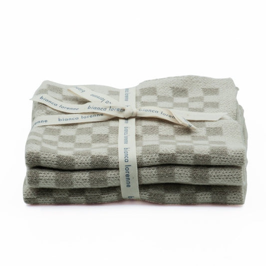 Chekka Cotton Washcloths Taupe Set of 3