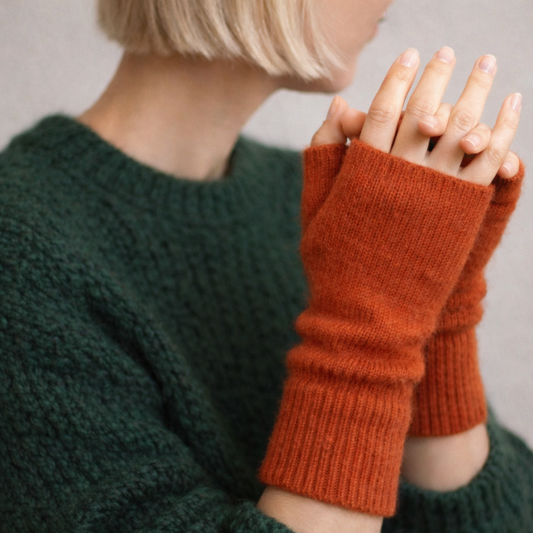 Burnt Orange Cashmere Julia Mittens