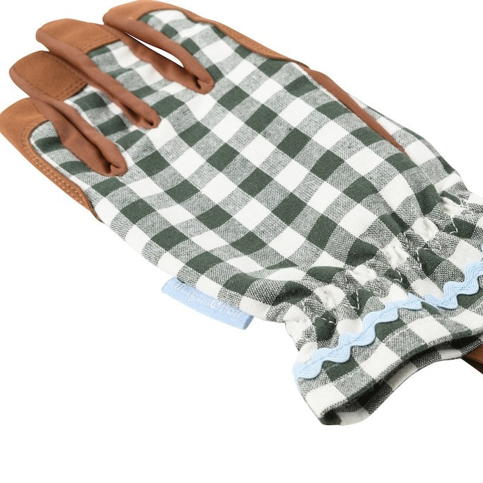 Gingham Check Heritage Green Gardening Gloves