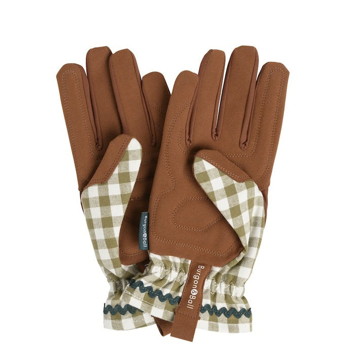 Gingham Check Olive Gardening Gloves
