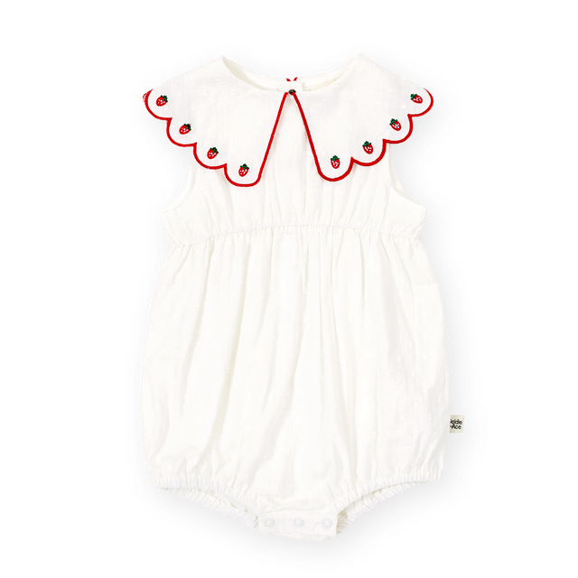 Scallop Collar Strawberry Romper