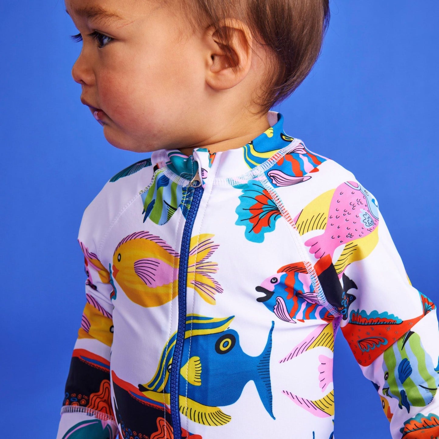 Fishy Business Baby Long Sleeve Zip Bathers