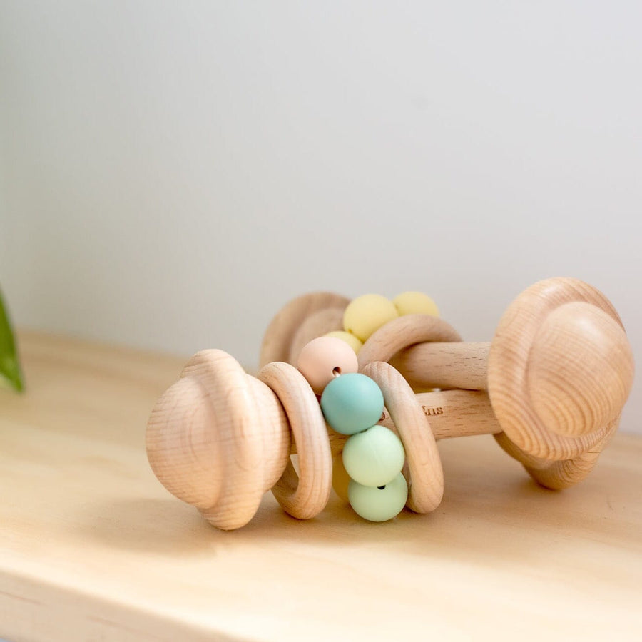 Pastel Multi Colour Wooden Rattle Toy