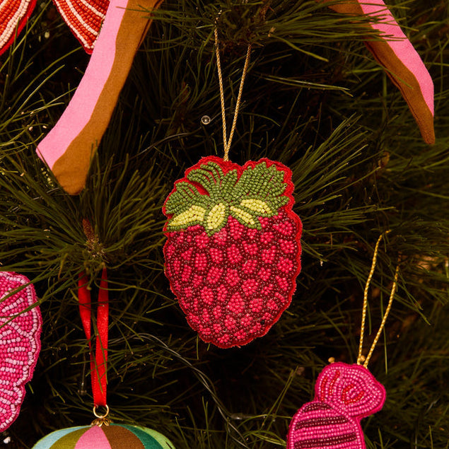 Raspberry Beaded Christmas Decoration