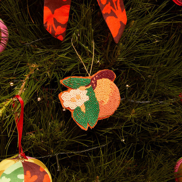 Orange Beaded Christmas Decoration