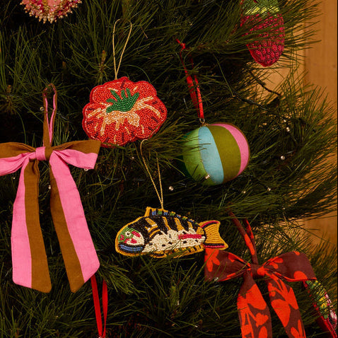 Heirloom Tomato Beaded Christmas Decoration