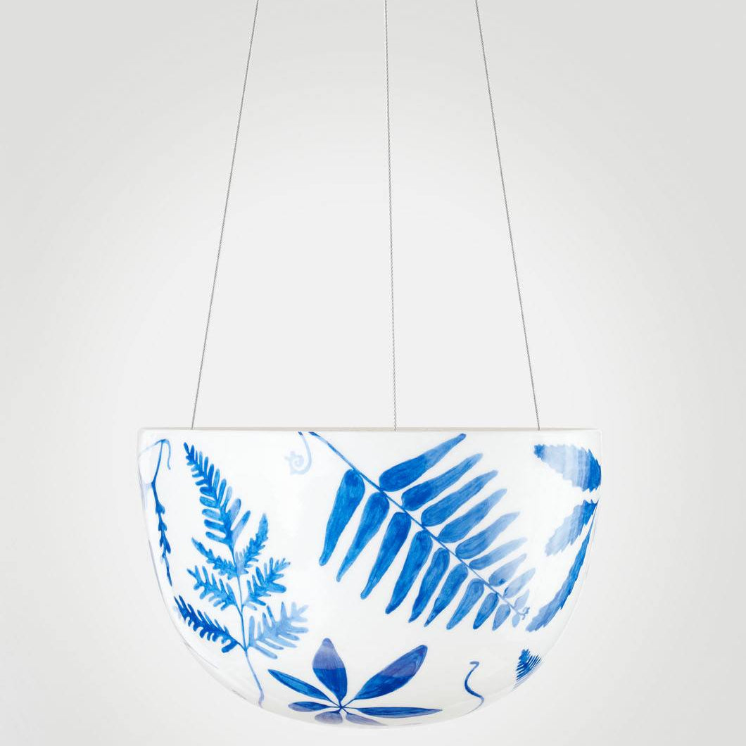 Decorative Hanging Planter Blue Botanical
